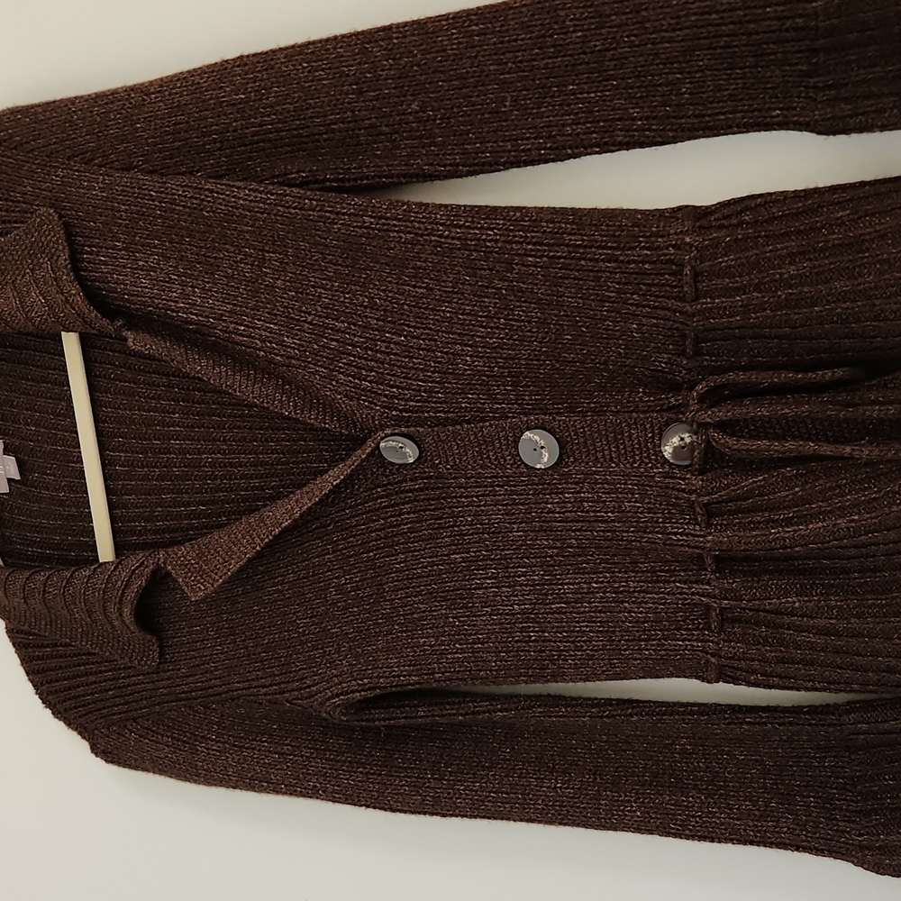 J Jill chocolate sweater with copper threading. Lovely with jeans or a dress.